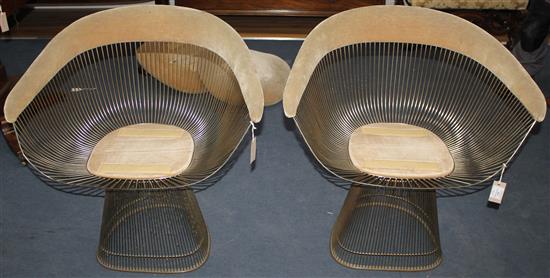 Warren Platner for Knoll International. A pair of chrome plated wire chairs,